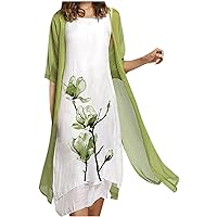Women's Round Neck Trendy Casual Summer Sleeveless Long Floor Maxi Foral Solid Color Hawai Beach Flowy Dress Swing