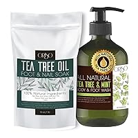 Tea Tree Oil Body Wash with Mint and Tea Tree Oil Foot Soak - Athletes Foot Treatment - Helps Foot Odor - Eczema