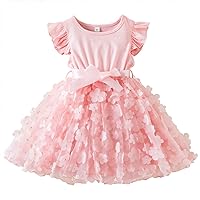 Nileafes Flower Girl Short Sleeve Casual Dress Fashion Girls Tulle Party Dresses