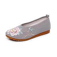 Women's Oxford Flat Shoes Women's Single Shoes Peony Embroidered Shoes