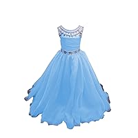 Vintage Sheer Neck Jewel Crystal Top Ribbon Girls Pageant Prom Dresses for Little Kids Teens Juniors 2024
