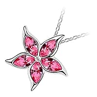 GWG Jewellery Pendant Necklace 18K White Gold Coated Sea Star Flower With 5 Coloured Sparkling Crystals