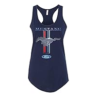 Ford Mustang Pony and Stripes Ladies Racerback Tank Top Women Lady Car Auto Automobile Racing