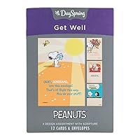 DaySpring - Peanuts - Get Well - 4 Design Assortment with Scripture - 12 Get Well Boxed Cards & Envelopes