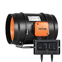 VEVOR Inline Duct Fan, 8-Inch 807 CFM with Temperature Humidity Controller, Quiet EC-motor Ventilation Exhaust Fan for Cooling Booster, Grow Tents, Hydroponics