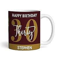 30th Birthday Gift Deep Red Gold Photo Tea Coffee Cup Personalized Mug |Personalized Birthday Mug | Photo Mug | Picture Mug | Personalized Mug | 30th Birthday | 30 Years Old |Custom Gift