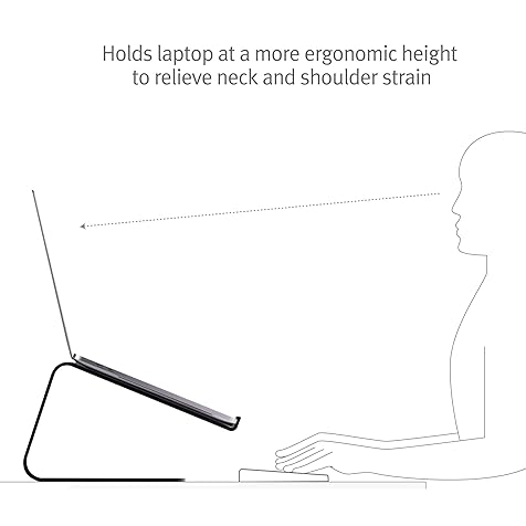 Curve for MacBooks and Laptops | Ergonomic desktop cooling stand for home or office (matte black) , 10 x 10.5 x 6 inches