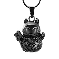 Cremation Jewelry Fortune Cat Pendant Pet Urn Necklace Ashes Keepsake Holder Memorial Urn Necklace Gifts for Pet Lovers