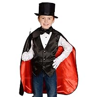 Aeromax Jr. Magician with Cape, Vest, Hat, Gloves, Bowtie and Wand Black/Red, 35-50