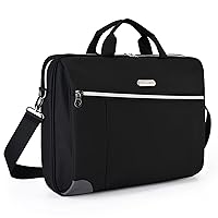 15.6 Inch Laptop Bag for Men Women Water Resistant Computer Carrying Case Slim Laptop Briefcase with Shoulder Strap Durable Laptop Sleeve Compatible for Lenovo, HP, Dell, Asus - Black