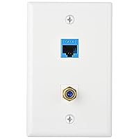 Newhouse Hardware Ethernet & Coaxial Wall Plate, White, 1-Pack