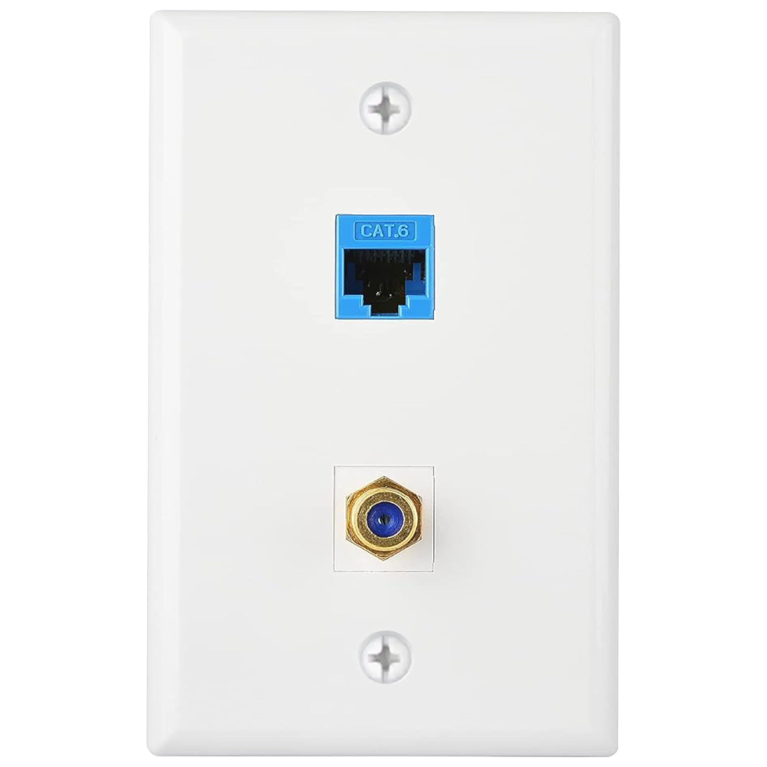 Newhouse Hardware Ethernet & Coaxial Wall Plate, White, 1-Pack