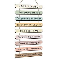 Mental Health Reminders Wall Art Decors Positive Psychology Affirmations Wall Decor Wooden Hanging Wall Pediments Inspirational Wall Art for Counseling Therapy Office Students Classroom (Pastel Color)