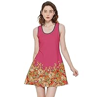 CowCow Vintage Roses Floral Flowers Pattern Womens Inside Out Reversible Sleeveless Dress, XS-5XL