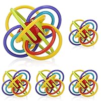 Nuby Lots A Loops Sensory Multicolor Teether Toy and Rattle for Baby and Toddler, 3M+ (Pack of 5)