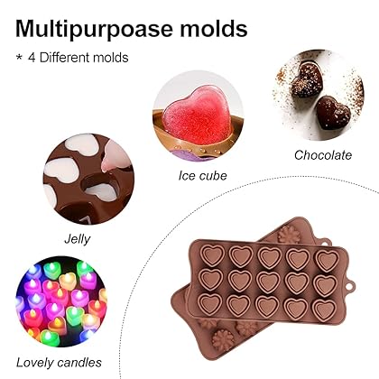 La chat 4 Packs Silicone Molds for Chocolate, Food Grade no-stick Baking, candy and butter Mold with different shape