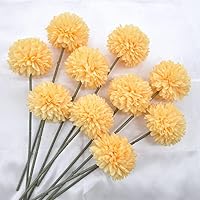 Artificial Flowers Chrysanthemum Ball Flowers 10pcs Bouquet Present for Important People Glorious Moral for Home Office Coffee House Deco Parties and Wedding(Yellow)