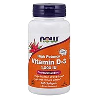 NOW Supplements, Vitamin D-3 1,000 IU, High Potency, Structural Support*, 360 Softgels