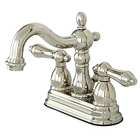 Kingston Brass KB1606AL Heritage 4-Inch Centerset Lavatory Faucet with Metal Lever Handle, Polished Nickel