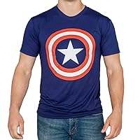 Captain America Shield Adult Navy Performance T-Shirt
