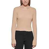 Calvin Klein Jeans Women's Cropped Crewneck Top (Wheat, X-Large)