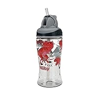 Nuby Thirsty Kids No Spill Flip-It Boost Tritan Travel Cup with Soft Silicone Straw, 12 Oz, T-Rex
