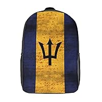 Vintage Barbados Flag 17 Inches Unisex Laptop Backpack Lightweight Shoulder Bag Travel Daypack