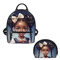 American Black Girls Backpack Purse Mini Backpack African Magic Princess Small Backpacks Shoulder Bag for School Travel Mini Casual Daypack Wallet Pouch Blue