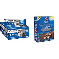 Quest Cookies & Cream Hero Protein Bar 18g Protein 12 Count and Atkins Chocolate Crème Protein Wafer Crisps 5g Net Carb 5 Count