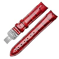 Genuine Leather watchband for Tissot T035/T035210A Wristband Women Curved end Straps 18mm Fashion Bracelet (Color : Red, Size : 18mm)