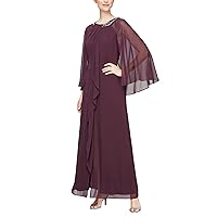 S.L. Fashions Women's Jewel Neck Drape Front Dress