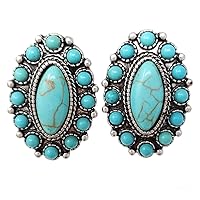 Western Squash Blossom Clip-On Earrings Navajo (Turquoise)