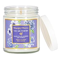 You are Worthy Ylang Ylang, Jasmine and Vanilla Aromatherapy Candle | 34 Hour Burn | Coconut Wax and Real Essential Oils | 8oz