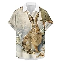 Deer Lady Funny Flowers Short Sleeve Shirts Retro Hawaiian Shirts Plant Casual Button Down Shirt for Men