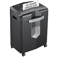 12-Sheet Micro Cut Shredders for Home Office, 60 Minute P-4 Security Level Paper Shredder for CD, Credit Card, Mails, Staple, Clip, with Jam-Proof System & 4.2 Gal Pullout Bin C266-B