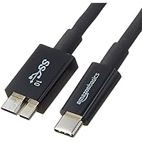 Amazon Basics USB-C to Micro USB 3.1 Gen 2 Fast Charging Cable, 10Gbps High-Speed, 3 Foot, Black