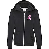 Ladies Breast Cancer Pink Ribbon Survivor Full Zip Hoodie