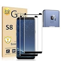 Galaxy S8 Screen Protector 【2+2 Pack】Camera Lens Protector [ 3D Glass ] 9H Hardness Tempered Glass Screen Protector for Samsung Galaxy S8