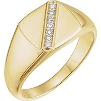 14k Yellow Gold Polished 0.1 Dwt Diamond Mens Signet Ring Size 11 Jewelry for Men