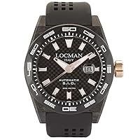 Locman Italy Men's Watch Stealth Carbon Automatic Black / Rose Gold Ref 0216, Men, Strap.