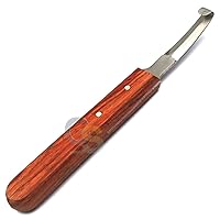 G.S HOOF Knife Small Double Edge Right Left Hand Sheep Farrier Equine Horse Stainless Steel Blade Wooden Handle