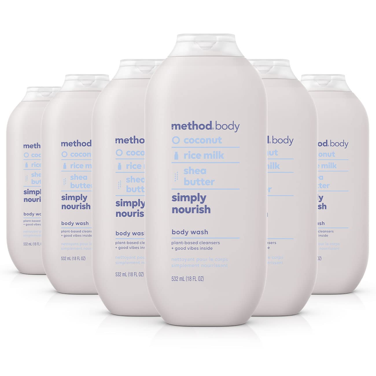 Method Body Wash, Simply Nourish, Paraben and Phthalate Free, 18 oz (Pack of 6)