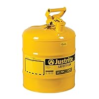 5 Gallon Type I Safety Can, Galvanized Steel, Yellow, 7150200