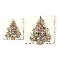 Bundle of 2 Boston International Christmas Tree Paper Cocktail and Lunch Napkins, 40 Pieces