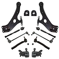 TRQ 12 Piece Front Steering Suspension Kit Control Arms Ball Joints Tie Rods End Sway Bar Links Bushings for 2011-2018 Toyota Sienna AWD