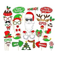 BinaryABC Christmas Party Photo Booth Props Kit for Party Decoration 32Pcs/Set