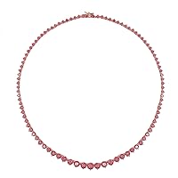 Amazon Collection Gold or Platinum Plated Sterling Silver Infinite Elements Cubic Zirconia Fancy Pink Round-Cut Graduated Riviera Necklace
