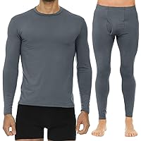 Thermajohn Medium, Charcoal Thermal Top & Bottom Bundle | Thermal Compression Shirts & Leggings for Men | Cozy, Flexible Thermal Underwear Set for Cold Weather