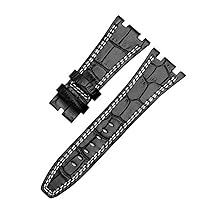 Black 28mm AP Leather Watch Band Strap Fits for Audemars Piguet Royal Oak Offshore