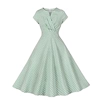 Prom Dresses for Women 1950s Vintage Sleeveless Polka Dot Homecoming Swing Dress Rockabilly Cocktail Party Midi Dress